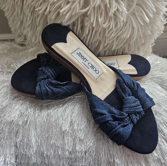 Beautiful never worn women denim/suede slip on sandals authentic jimmy choo - Picture 7 of 7